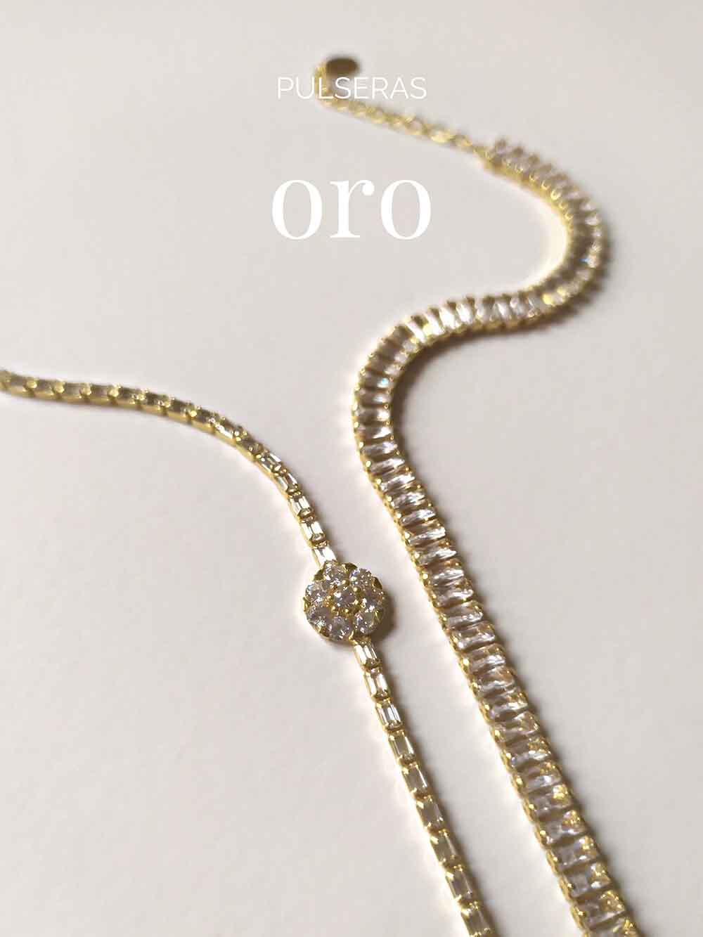 Pulseras acabados en oro. Joyas de plata con baño de oro.